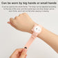 Pink children’s mosquito repellent wristband on a child’s arm, adjustable strap