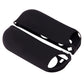 Black silicone controller button covers, side view with openings, two-piece pair