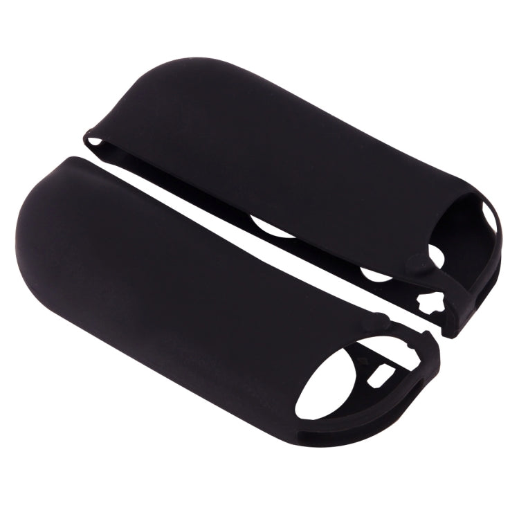 Black silicone controller button covers, side view with openings, two-piece pair