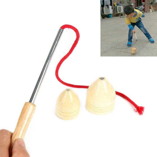 Children Outdoor Fitness Wooden Spinning Toy Vintage Spin Whipping Top with String, Spinning Toy