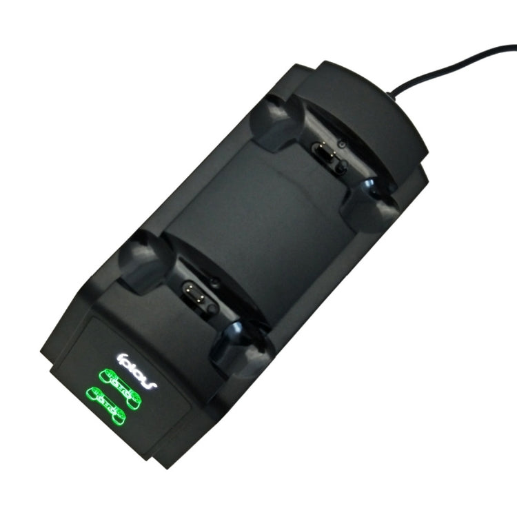 Dual port charging dock stand with cable connection and two controller holders