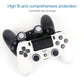 Neon green luminous silicone joystick caps on black and white game controllers