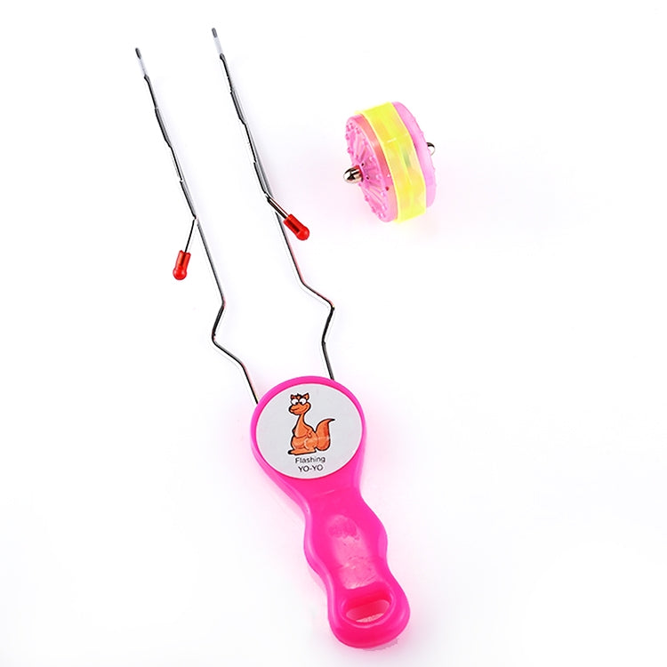 Pink flash light yoyo ball with purple light wheel and character disc, plastic handle