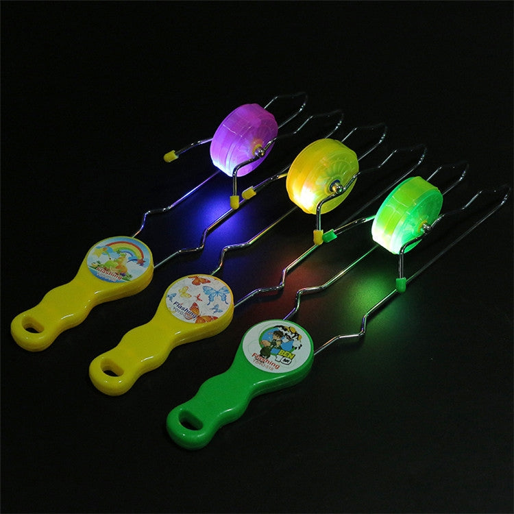 Set of colorful glowing flash yoyo balls with round light wheels and plastic grips