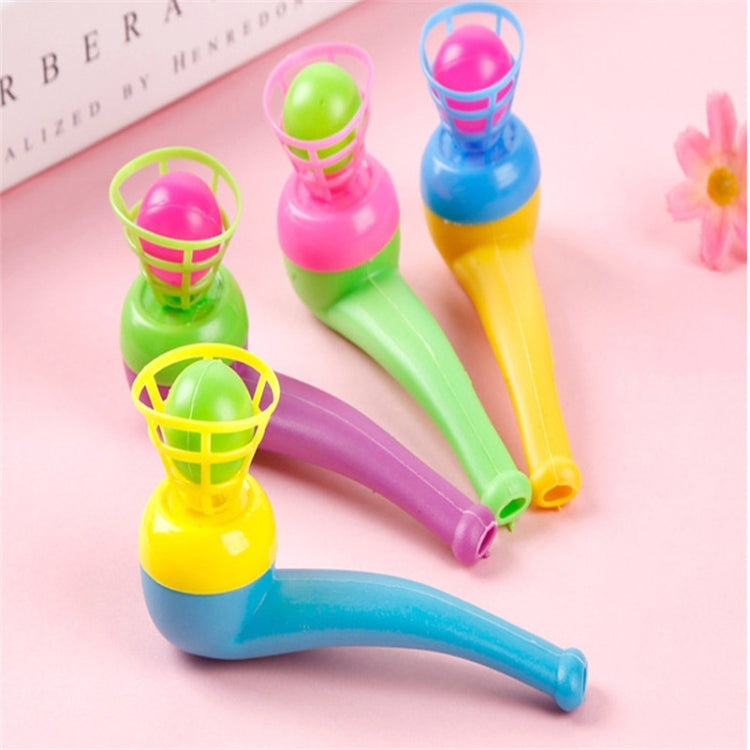 Children's blow ball toy set with green, pink, and yellow handheld blowers and cage balls