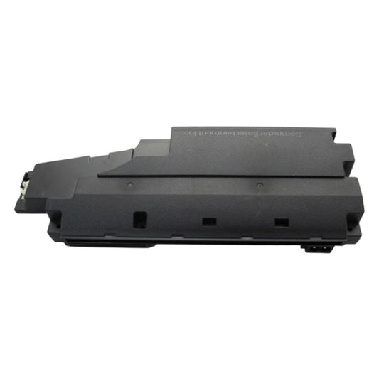 Black game console power supply module with ports and vented housing