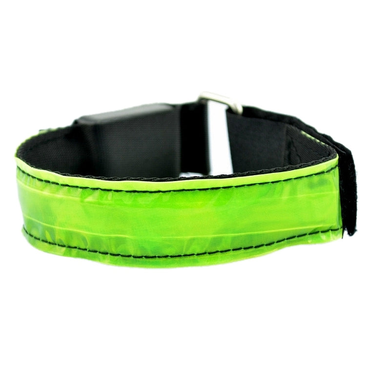 LED reflective nylon wrist belt with neon green strap and buckle