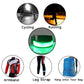 LED safety light strap shown for cycling and running with belt icons