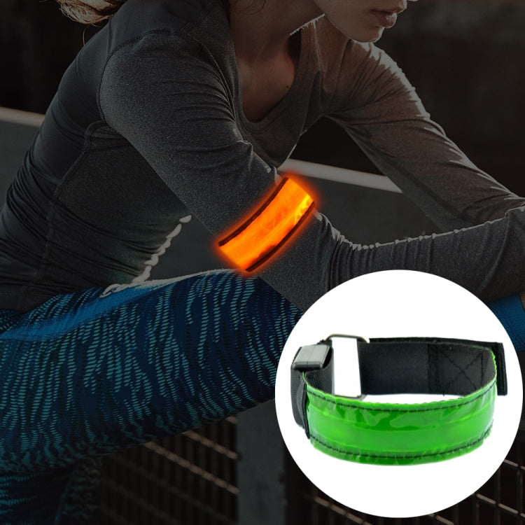 LED reflective wrist belt with green LED light and adjustable strap