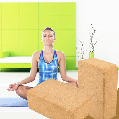 High-density Natural Green Tasteless Fitness Supplies Auxiliary Cork Yoga Brick(Light Brown), 23 x 15 x 7.5cm Brown