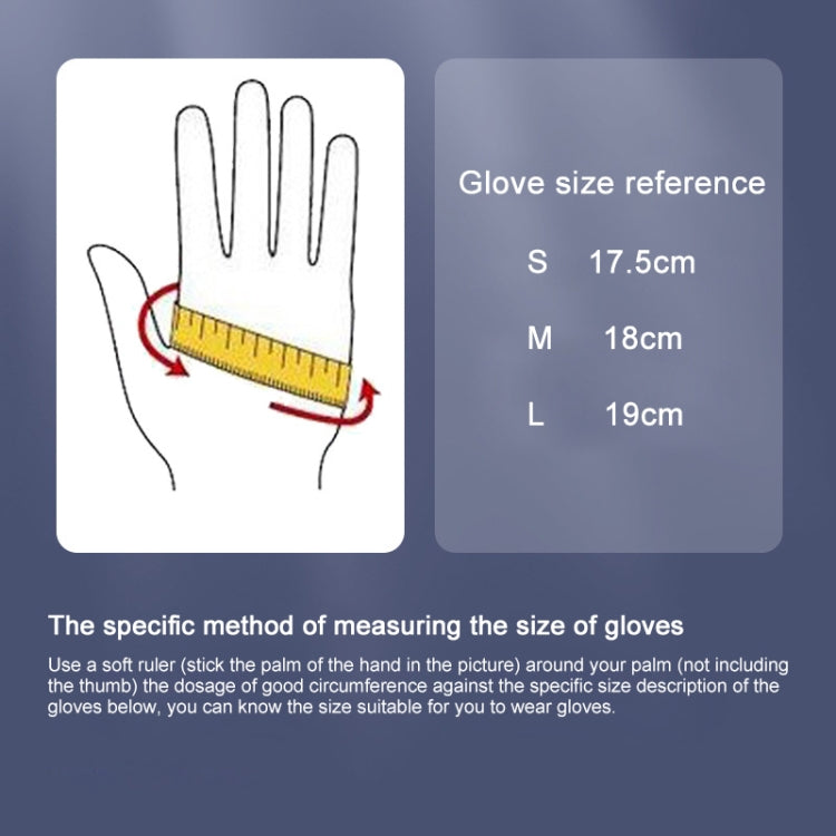 Glove size reference chart showing S palm circumference 17.5 cm.