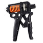 Black adjustable hand grip trainer with orange coil spring and finger handles