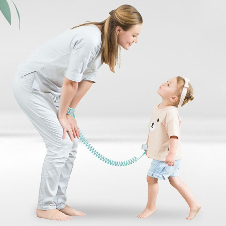 Kids safety wrist link traction rope with wrist straps, mint green cord