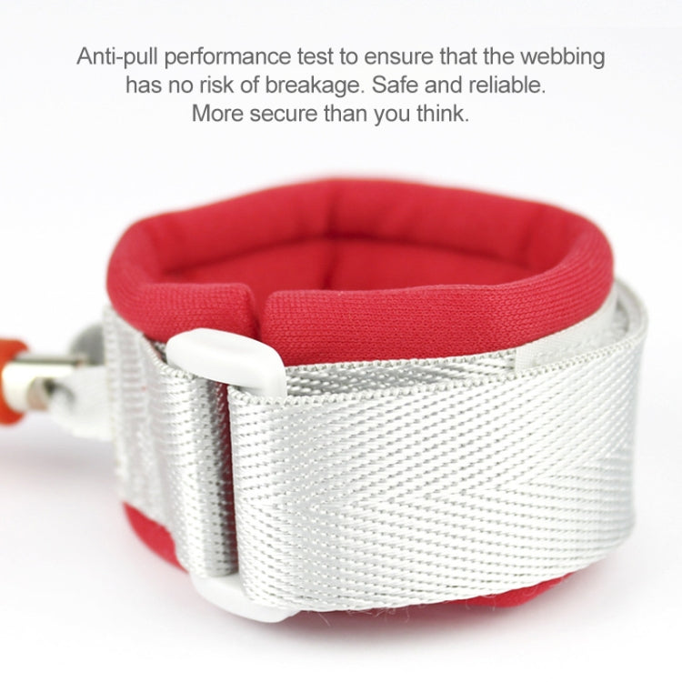 Kids anti-lost wrist strap, red inner padding with white woven webbing cuff