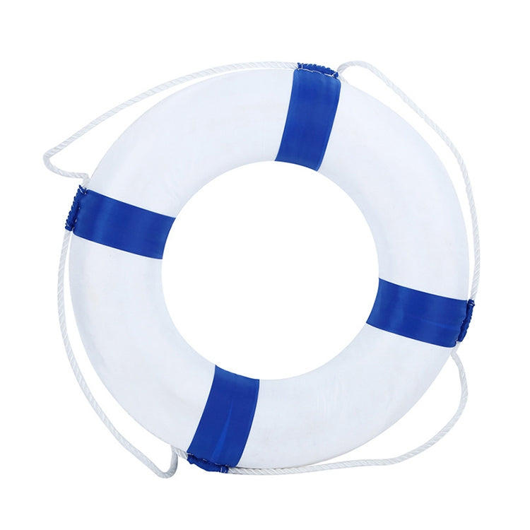 Blue and white foam swimming lifebuoy ring with rope handles for children
