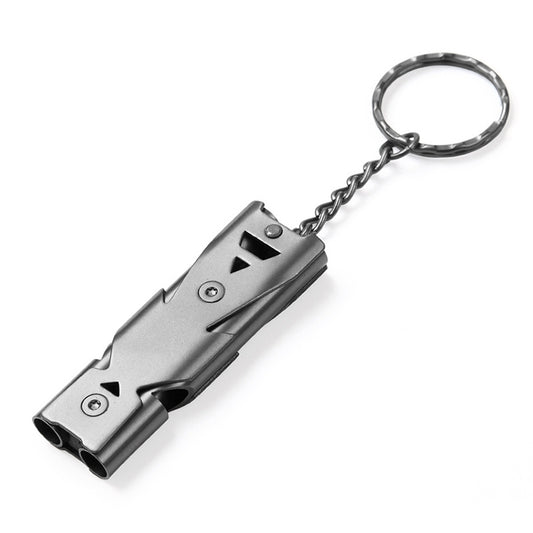 Aotu AT6637 Stainless Steel Outdoor Double Tube Survival Safety Whistle, Random Color Delivery, Random Color Delivery