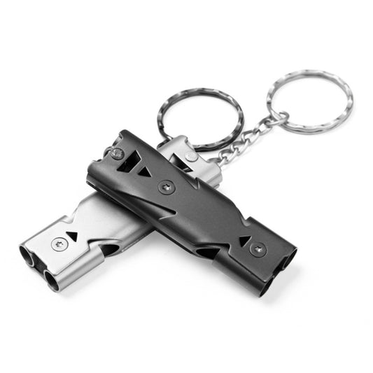 Aotu AT6637 Stainless Steel Outdoor Double Tube Survival Safety Whistle, Random Color Delivery, Random Color Delivery