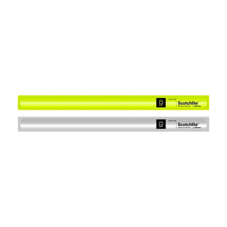 Reflective safety wristbands set of 2, neon yellow and light gray silver bands