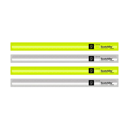 Set of reflective wristbands, neon yellow and silver 4-pack