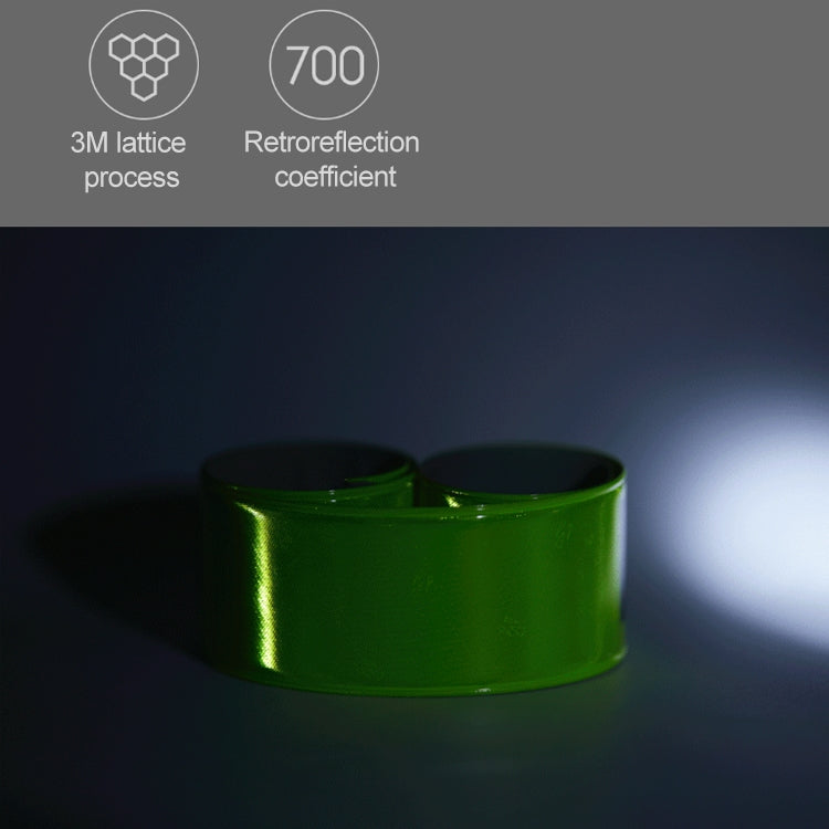 Green reflective wristband cuff close-up