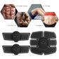 EMS electrode pad set with controller and diagrams showing multiple body placement zones