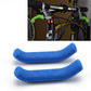 Pair of blue bicycle brake silicone protection covers, curved sleeves with end openings