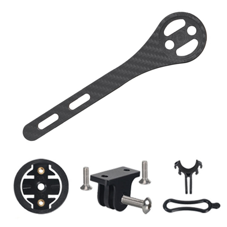 Matte carbon fiber bike computer mount bracket with mounting strap and hardware set