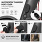 Black silicone charging port cover with tether ring for electric scooter, close view