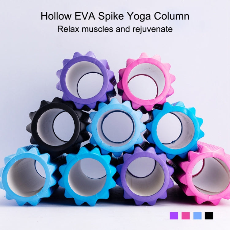 EVA spike massage roller set in black, blue, pink, and purple tones