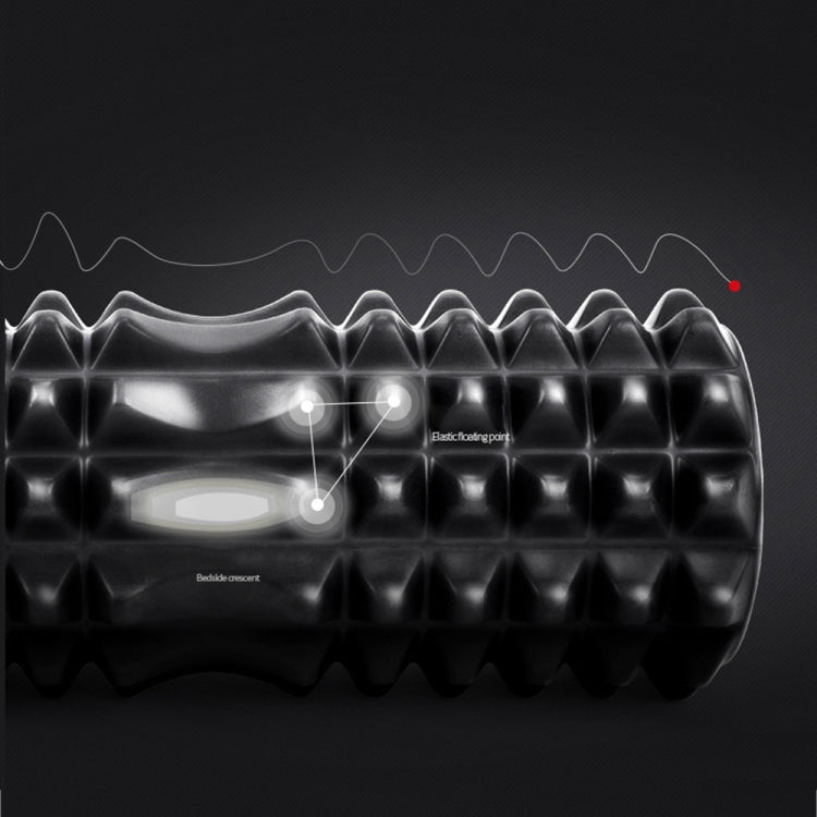 Black textured EVA foam massage roller with raised spike pattern