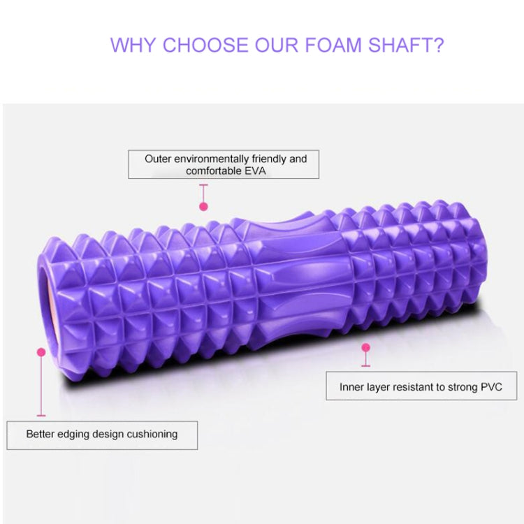 Purple EVA crescent massage roller with raised diamond-bump surface for muscle release