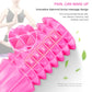 Pink EVA crescent massage roller with raised diamond-bump massage pattern