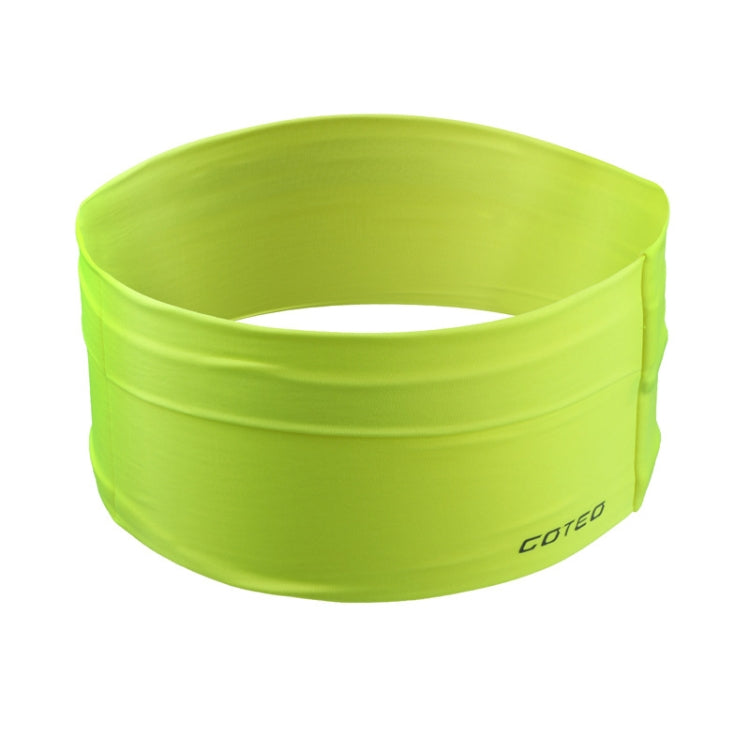 Stretch tablet pocket travel bag, lime green fabric with COTEO logo