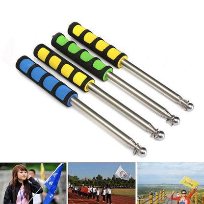 Telescopic stainless steel teaching stick with rubber grip sections in blue, green, and yellow
