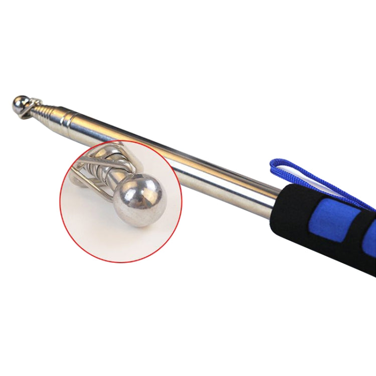 Telescopic stainless steel teaching stick with blue striped rubber handle sleeve