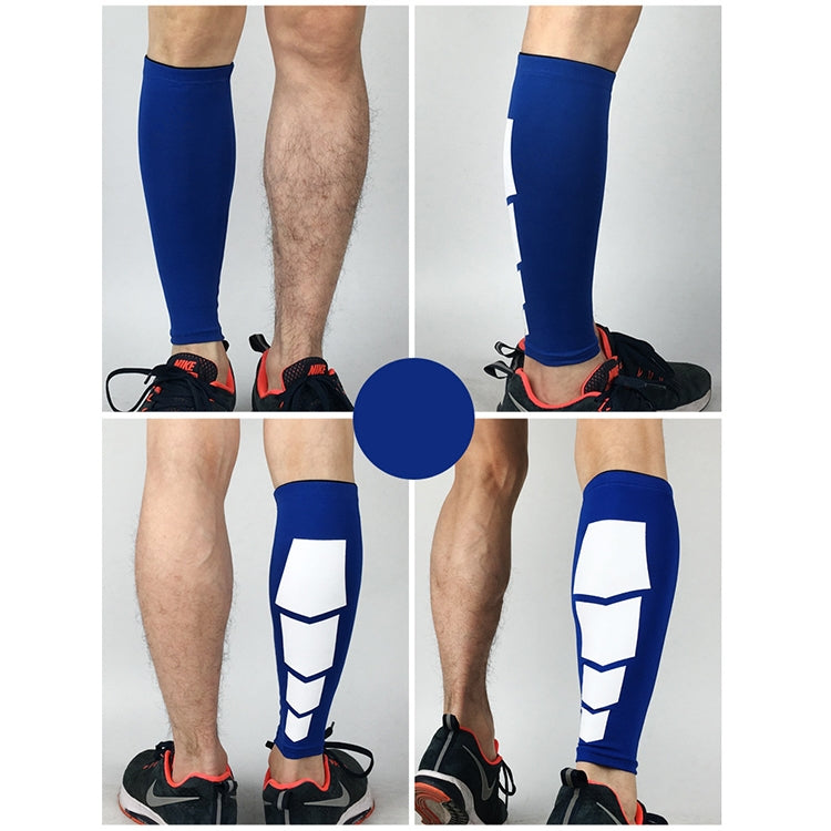 Blue knee brace sleeves with white shield pads and elastic fit, worn on legs