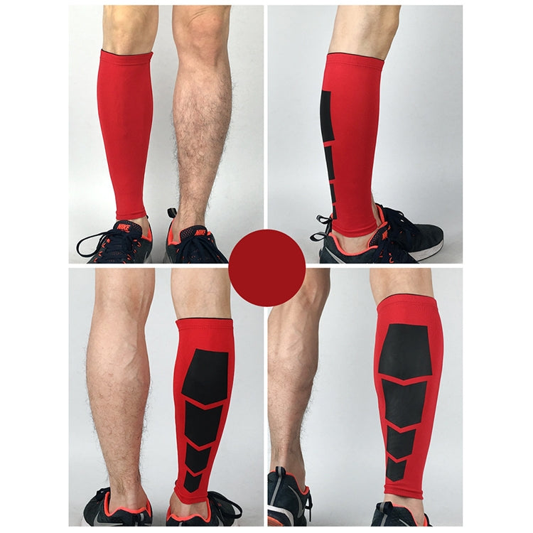 Red elastic knee brace sleeves with black shield pads, worn on legs