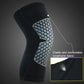 Black knee brace with white geometric mesh panel on the front.