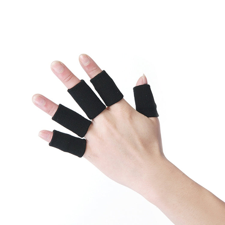 Black nylon finger sleeves set, 5 protective wraps for fingers