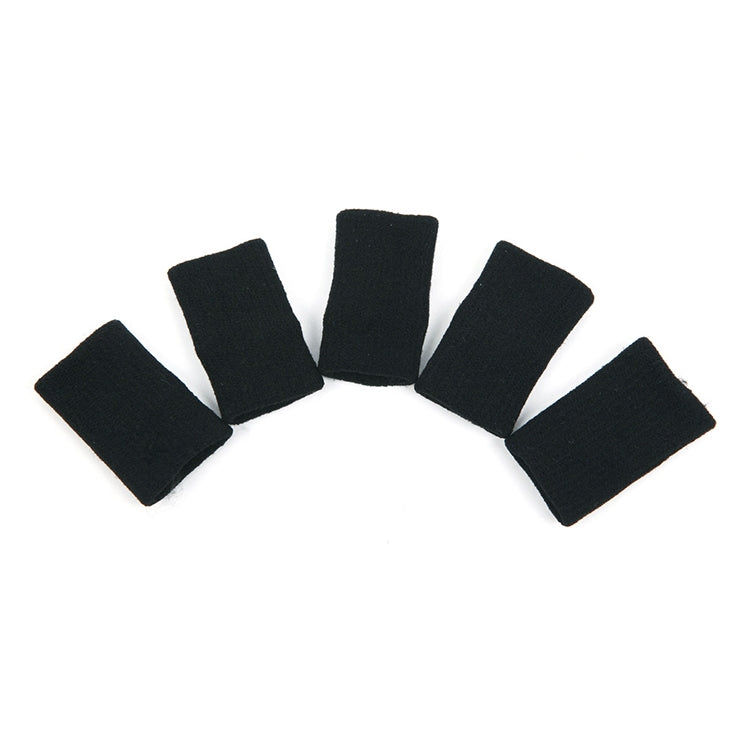 Set of 5 black nylon finger sleeves, protective finger wraps