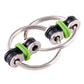 Tri-spinner key ring toy set with green silicone accents and two rotating metal spinners