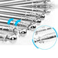 Telescopic stainless steel teaching pointer close-up with spring segments and ball end