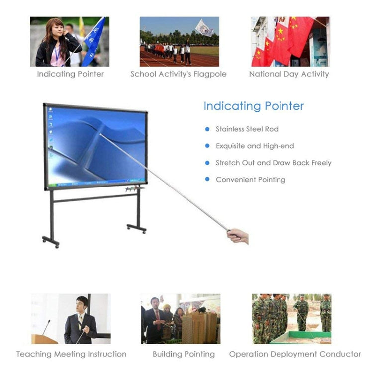 10 PCS 3M 3 Knots Multi-function Telescopic Stainless Steel Teaching Stick Guide Flagpole Signal Flag, 3M 3 Knots