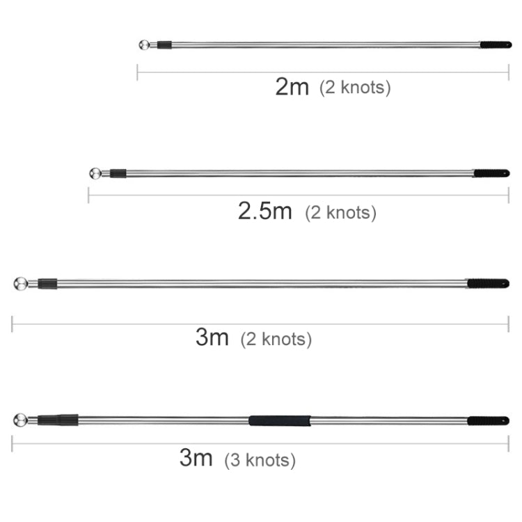 3M 2 Knots Multi-function Telescopic Stainless Steel Teaching Stick Guide Flagpole Signal Flag, 3M 2 Knots