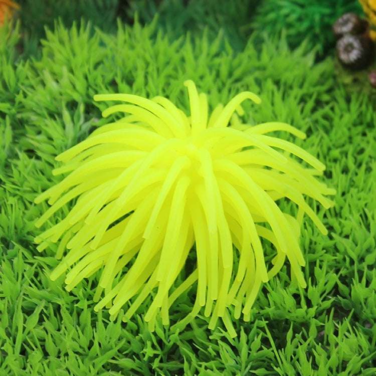 Lime green spiky sea urchin ball coral decoration with thin tentacles for aquarium decor