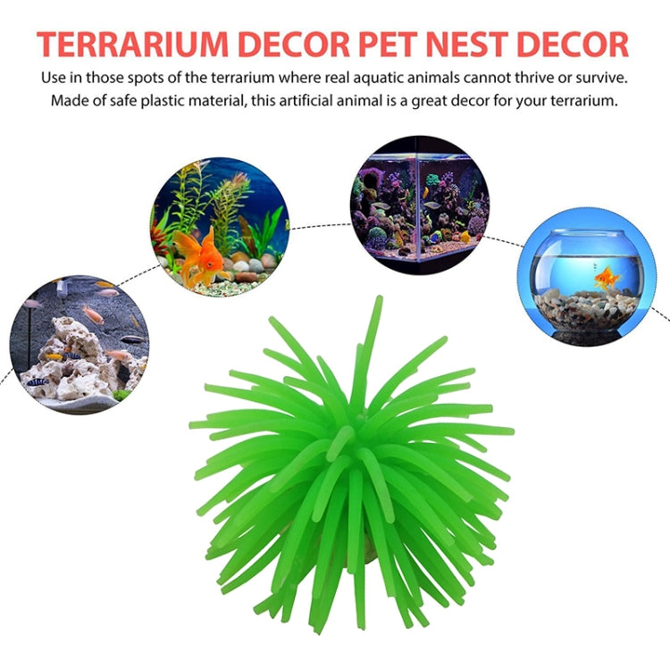 Green spiky sea urchin ball coral decoration with thin tentacles for terrarium or aquarium