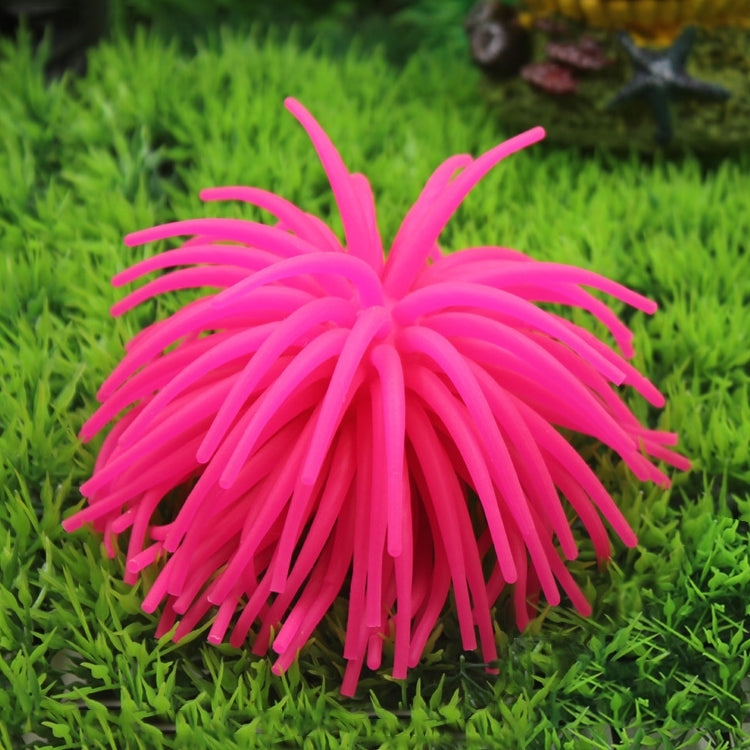 Pink artificial sea urchin coral ball decoration with spiky tentacles, aquarium decor