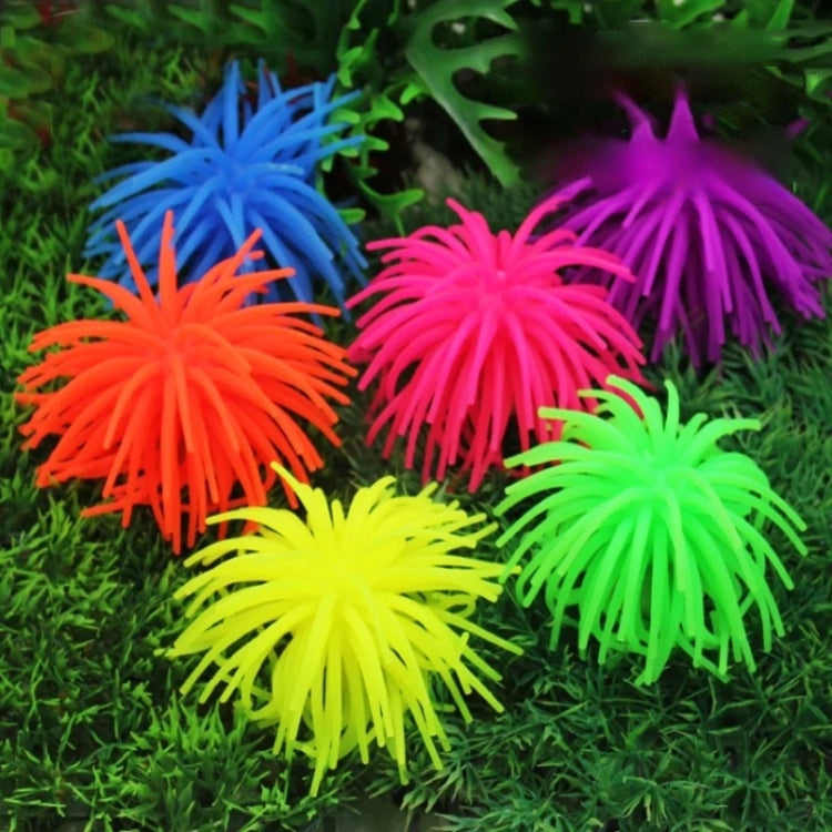Multi-color artificial sea urchin coral balls with spiky tentacles for aquarium decoration