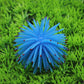 Blue spiky sea urchin ball coral decoration with pointy arms, aquarium ornament.