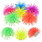 Assorted spiky sea urchin ball coral decorations in multiple bright colors, aquarium set.